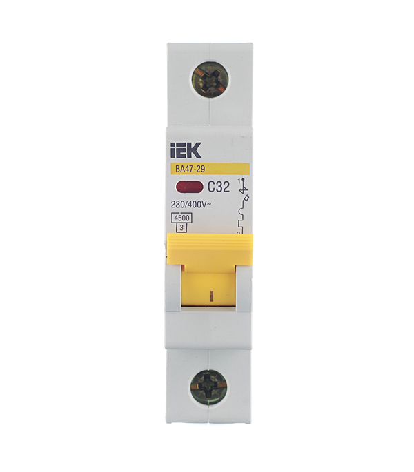 Автоматический выключатель IEK Karat ВА 47-29 1P 32А тип C 4,5 кА 230/400 В на DIN-рейку (MVA20-1-032-C) модульный автоматический выключатель ва47 29 1 полюс 32а х ка c код mva20 1 032 c iek 10шт в упак