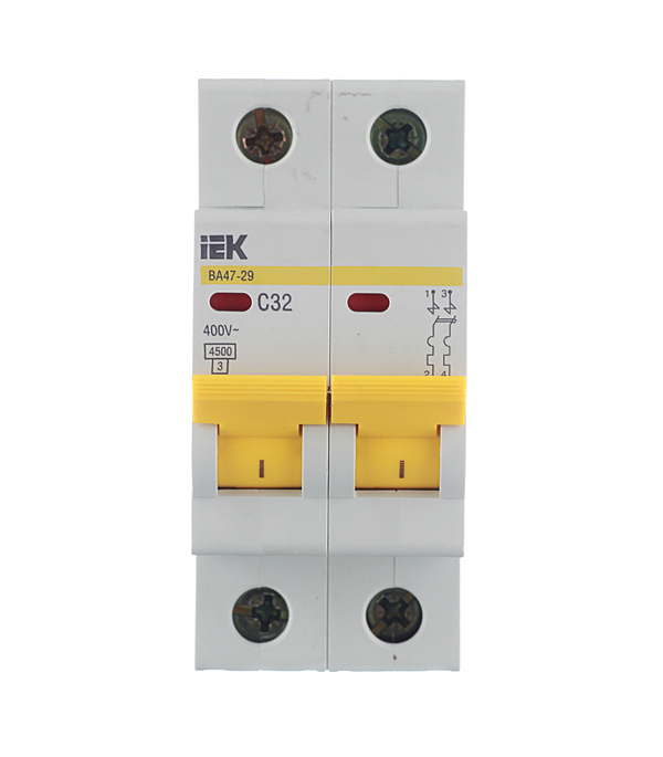 Автоматический выключатель IEK Karat ВА 47-29 2P 32А тип C 4,5 кА 400 В на DIN-рейку (MVA20-2-032-C) модульный автоматический выключатель ва47 29 1 полюс 32а х ка c код mva20 1 032 c iek 10шт в упак