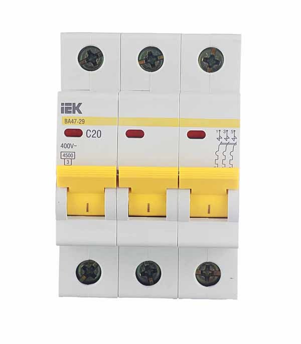 Автоматический выключатель IEK Karat ВА 47-29 3P 20А тип C 4,5 кА 400 В на DIN-рейку (MVA20-3-020-C)