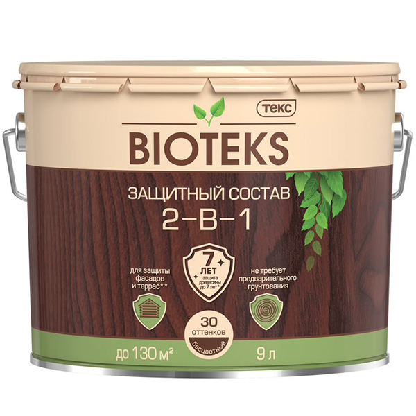 Антисептик Текс Bioteks 2-в-1 декоративный для дерева бесцветный 9 л текс антисептик грунт антисептик bioteks 9 кг 9 л бесцветный