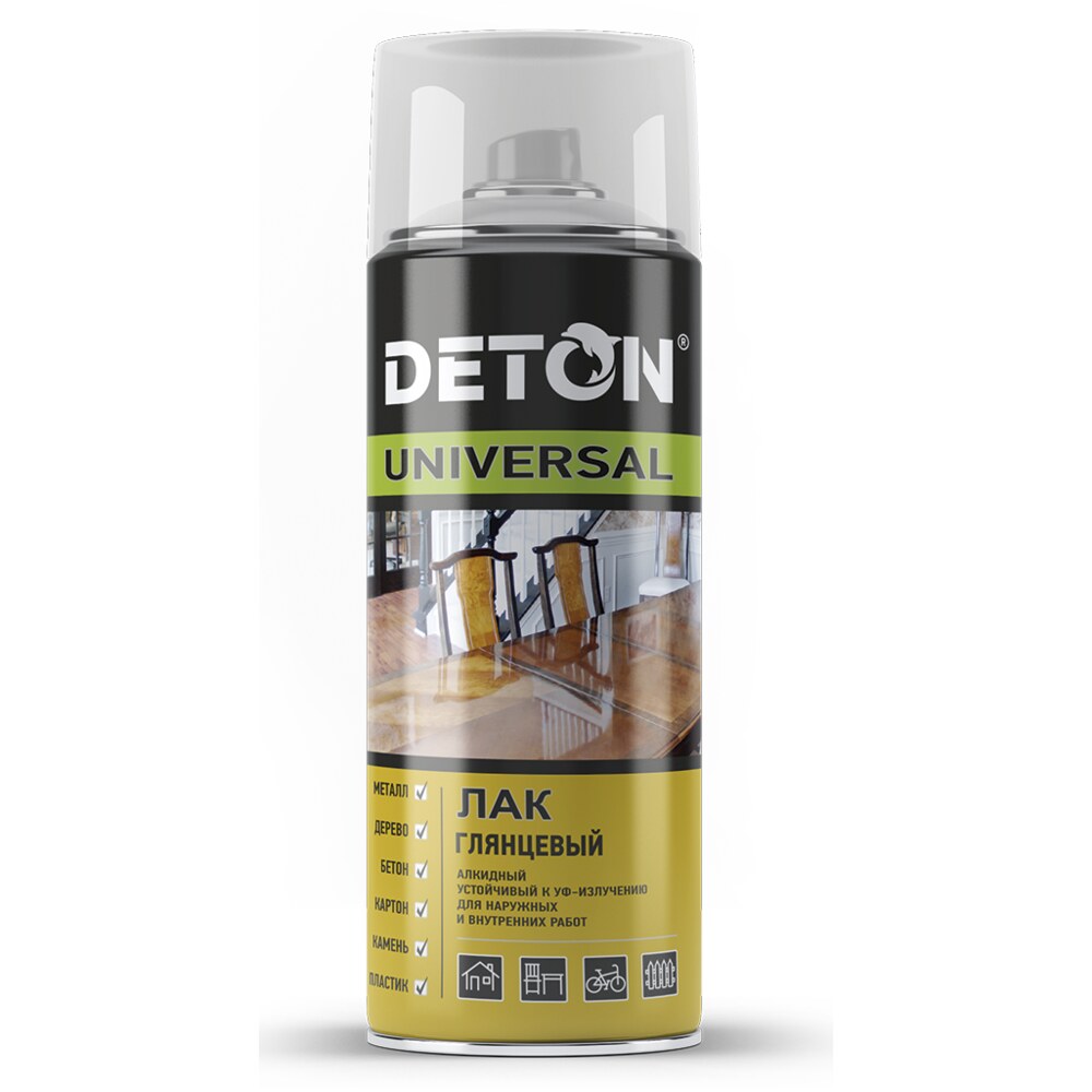 Лак глянцевый аэрозоль. Аэрозоль Deton Universal. Лак Deton алкидный. Deton лак глянцевый. Deton лак спрей.