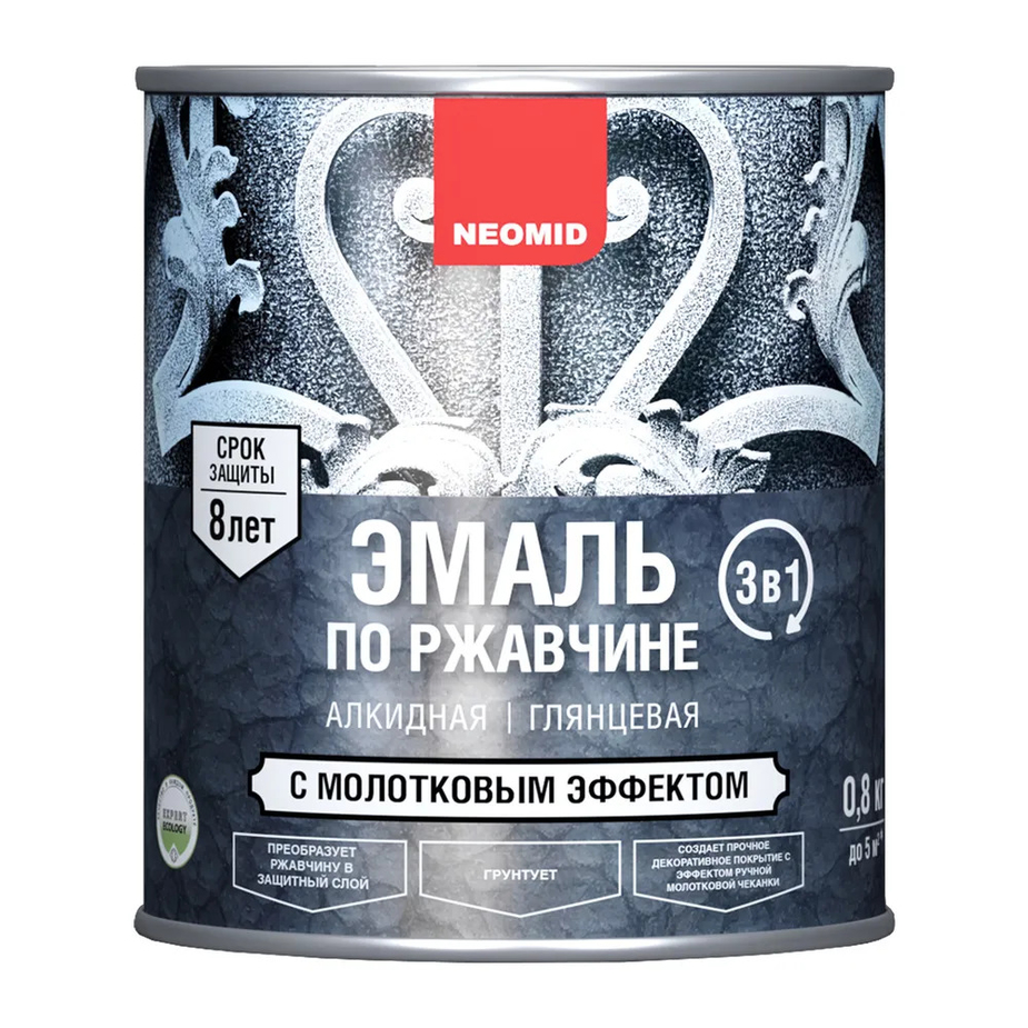 Эмаль по ржавчине Neomid с молотковым эффектом графит 0,8 кг — купить в ...