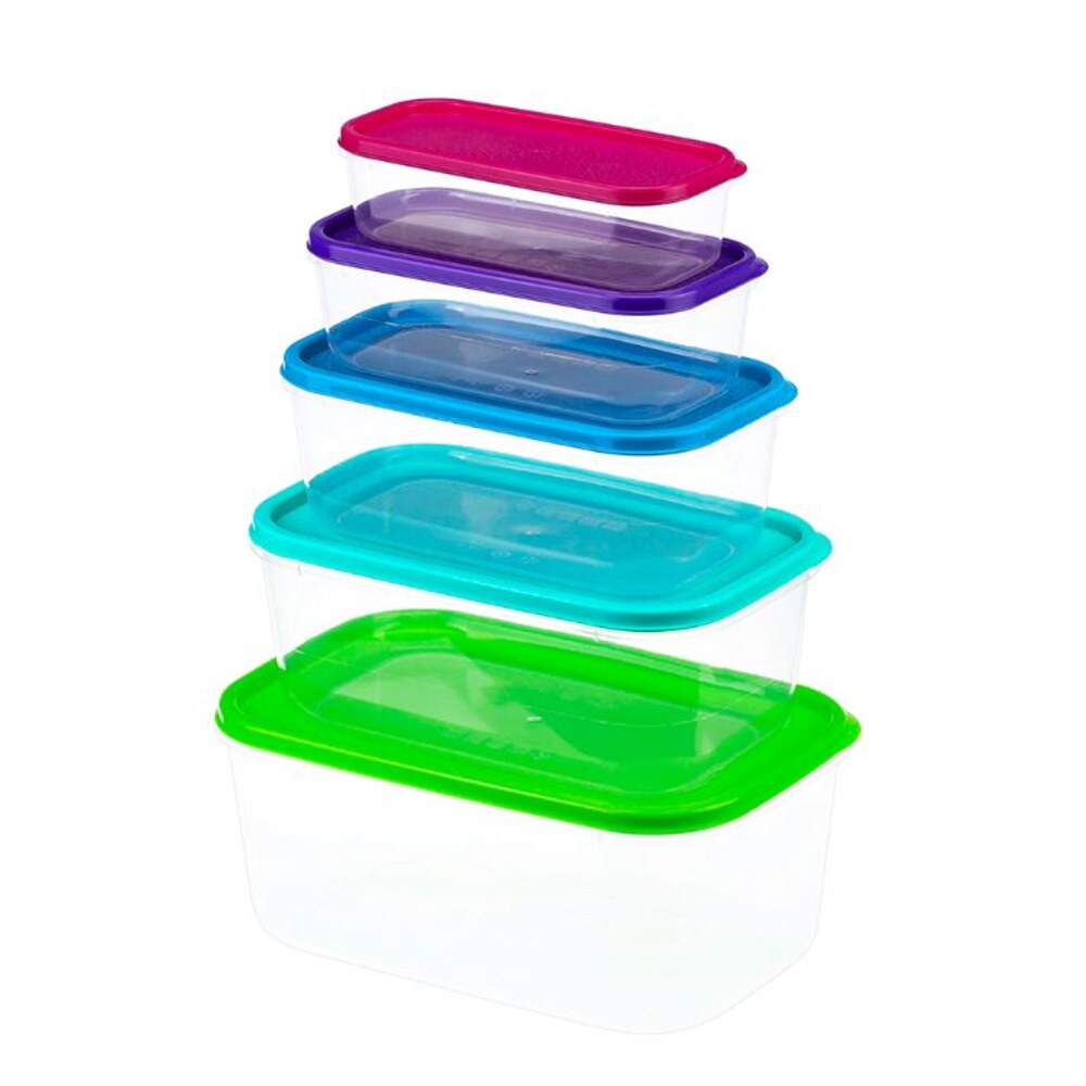 Набор пластиковых контейнеров для продуктов Радуга прямоугольные микс ...