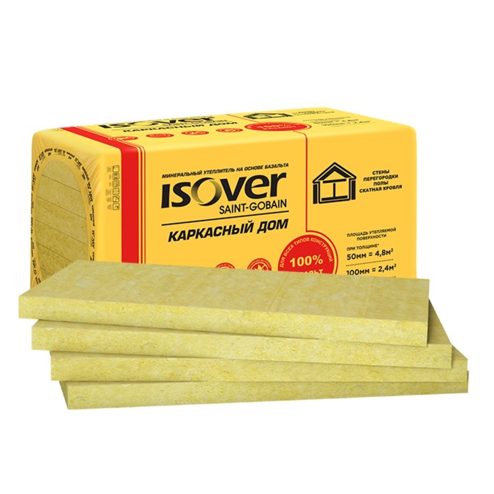 Плита минеральная Isover Каркасный дом 1000х600х100 мм (4 шт) — купить ...