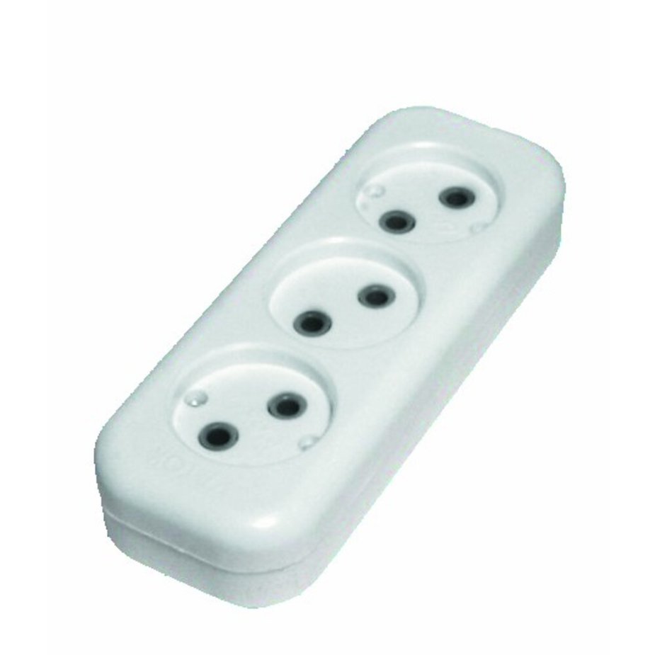 Колодка для удлинителя 3 розетки 10 А без заземления — купить в ...