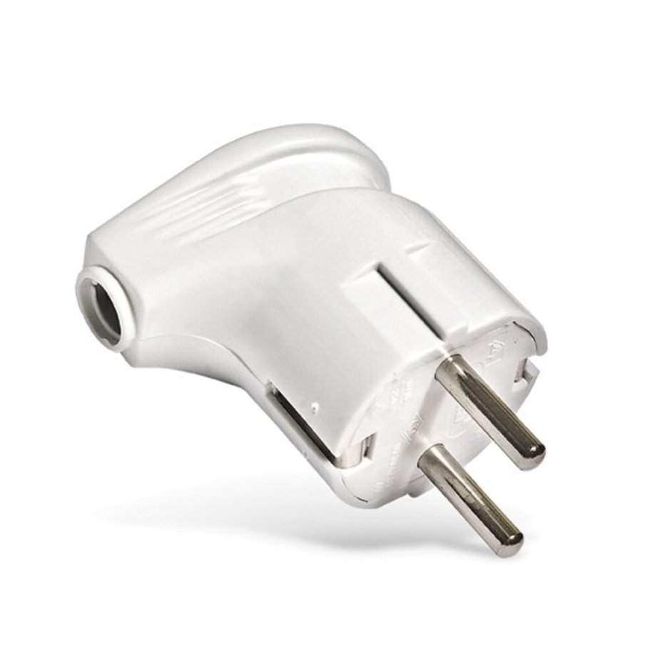 Вилка сетевая универсал 16 А с заземлением у гловая белая — купить в ...