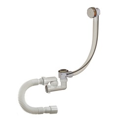 Сифон для ванны Орио регулируемый с переливом и гибкой трубой полуавтомат