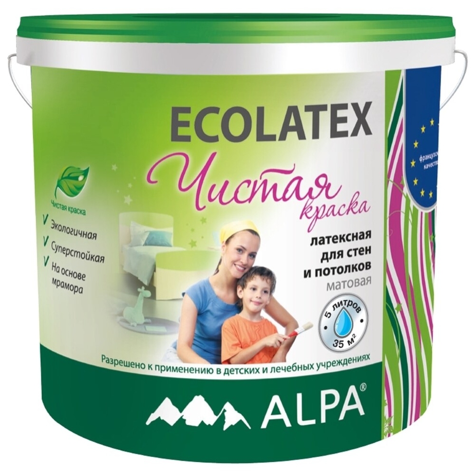 Краска Ecolatex латексная, для стен и потолков 5 л —  в Петровиче .