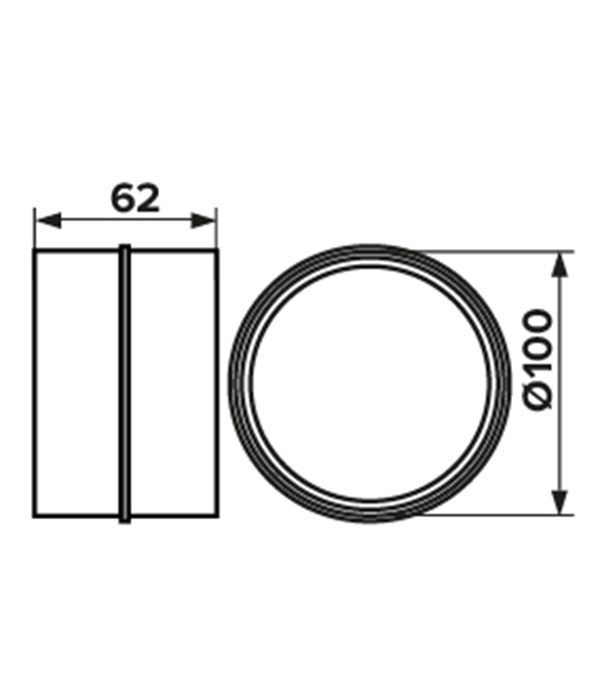 Соединитель для круглых воздуховодов ERA пластиковый d100 мм Вид№3