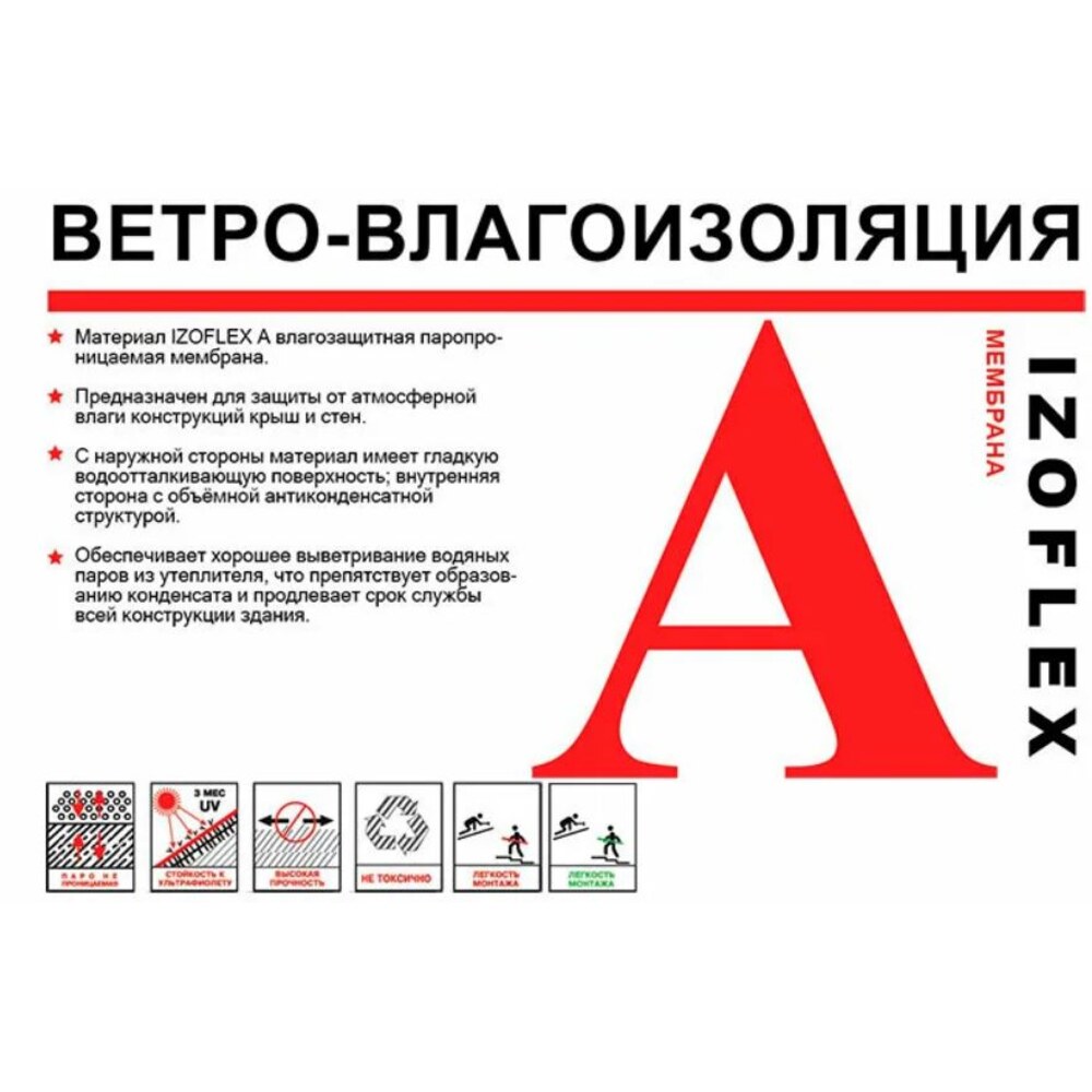 IZOFLEX A влаго-ветроизоляция 1,6 м 35 м2 — купить в Санкт-Петербурге ...
