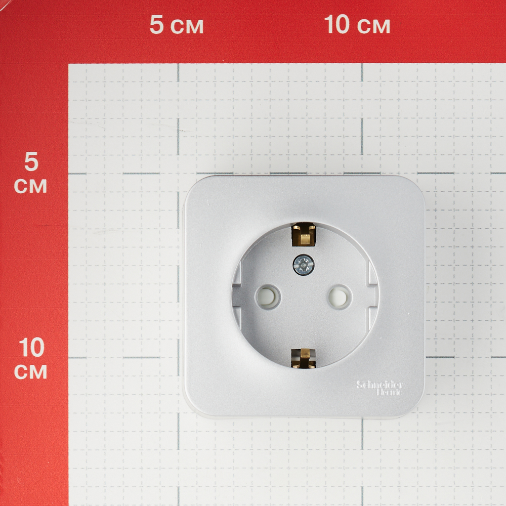 фото Розетка schneider electric blanca blnra011113 открытая установка алюминий с заземлением ip20 со шторками