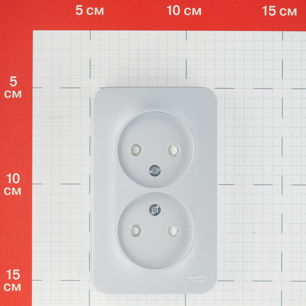 фото Розетка schneider electric blanca двойная blnra001213 открытая установка алюминий без заземления ip20 со шторками