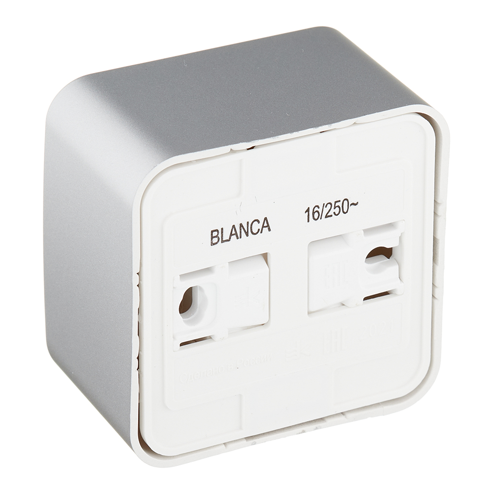 фото Розетка schneider electric blanca blnra010113 открытая установка алюминий с заземлением ip20