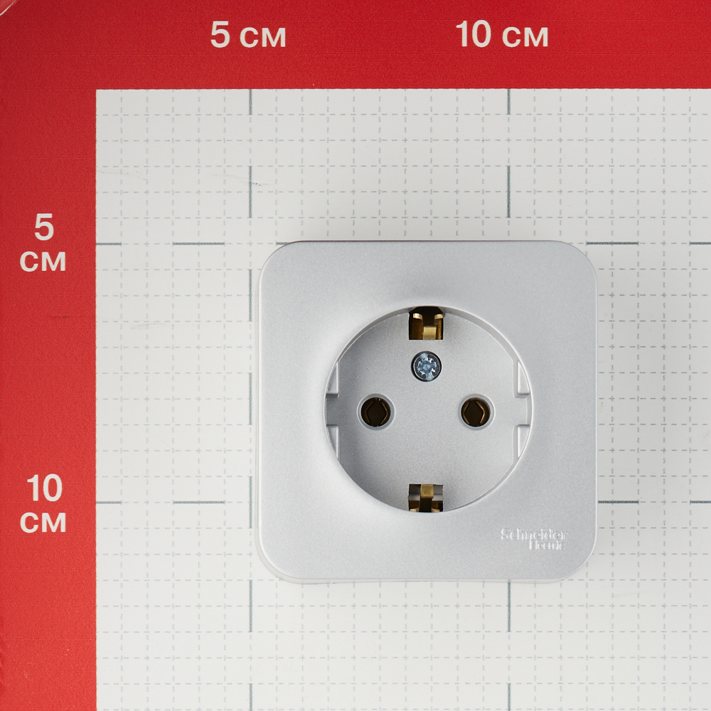 фото Розетка schneider electric blanca blnra010113 открытая установка алюминий с заземлением ip20