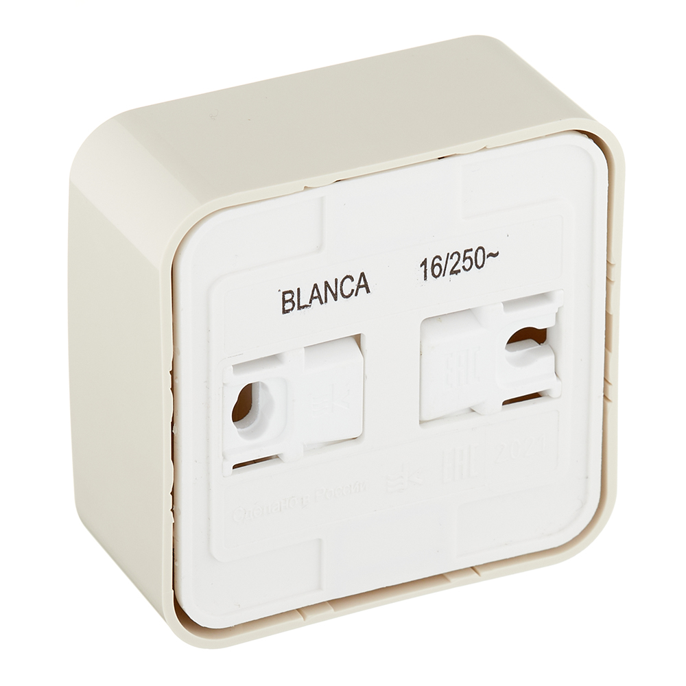 фото Розетка schneider electric blanca blnra110117 открытая установка бежевая с заземлением ip20 компакт