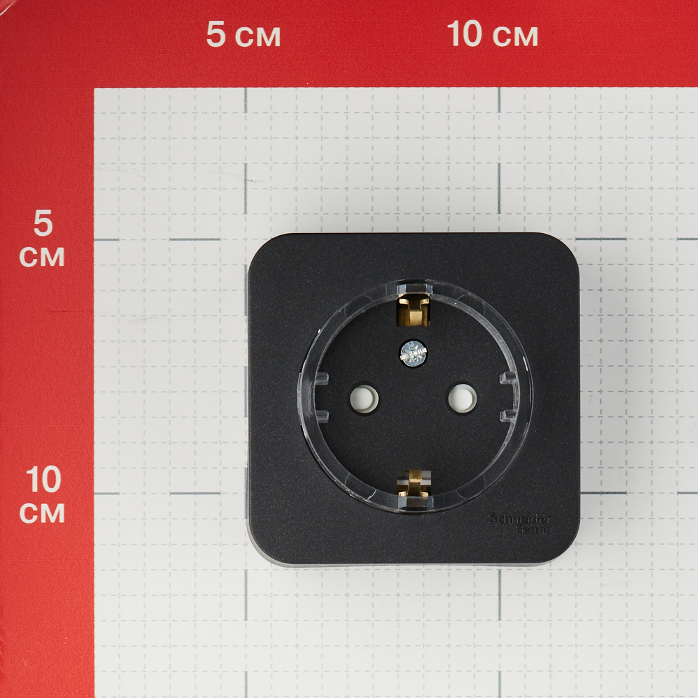фото Розетка schneider electric blanca blnra111116 открытая установка антрацит с заземлением ip20 со шторками компакт
