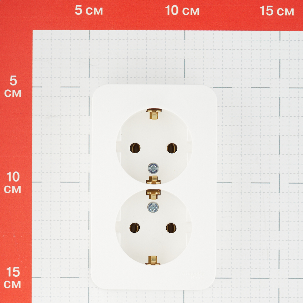 фото Розетка schneider electric blanca двойная blnra010212 открытая установка молочная с заземлением ip20