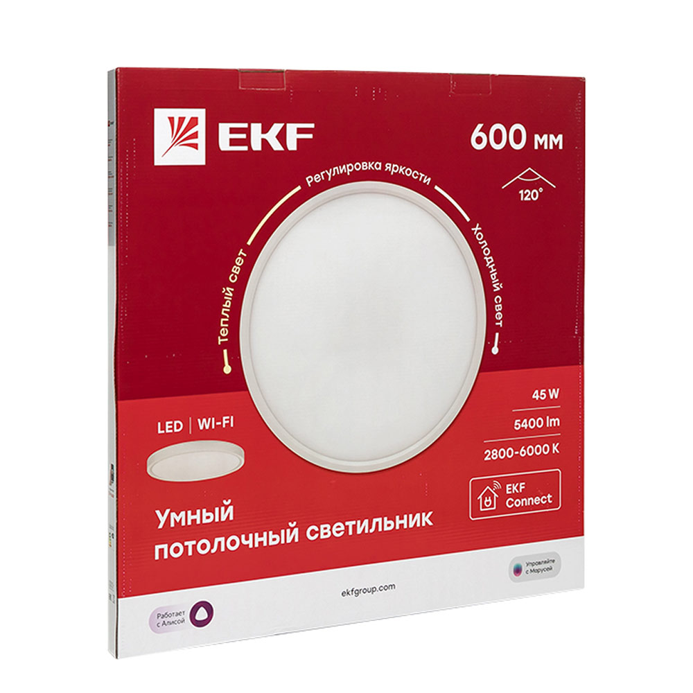 фото Светильник потолочный умный ekf connect 600 мм (sclwf-600-cct)