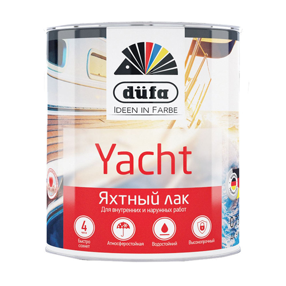 Лак алкидно-уретановый яхтный Dufa Yacht бесцветный 0,75 л глянцевый лак dufa retail parkett алкидно уретановый бесцветный полуматовая 0 75 л