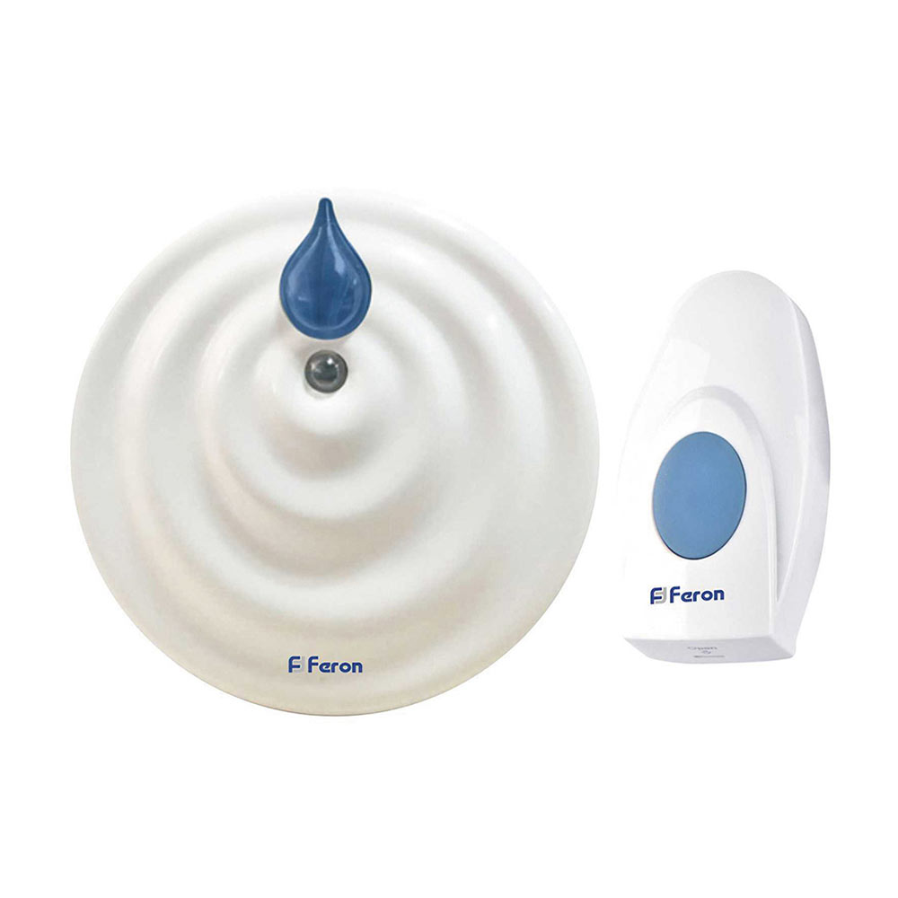 Звонок Feron (23687) беспроводной с кнопкой 36 мелодий белый/синий 23687