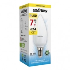 Лампа светодиодная Smartbuy 7 Вт E14 свеча C37 3000К