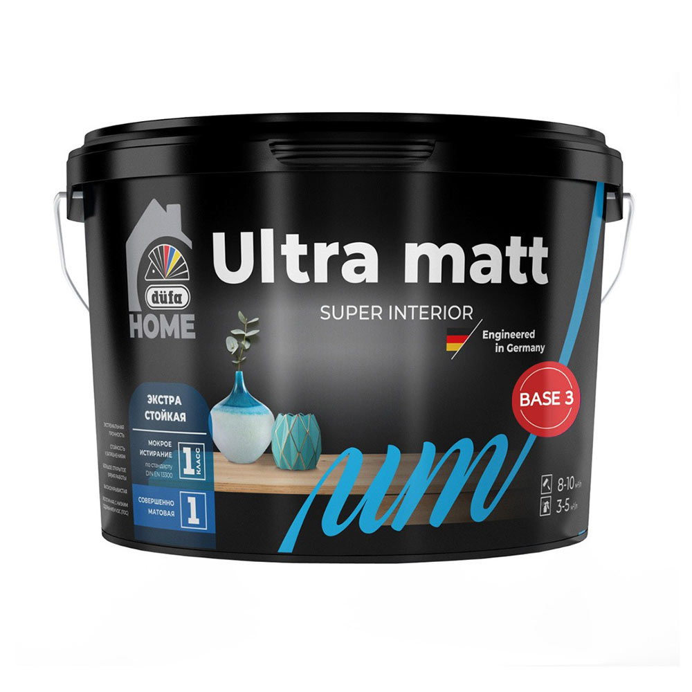 Краска моющаяся Dufa Home Ultra matt база 3 бесцветная 2,5 л вд краска моющаяся износостойкая для помещений с высокой эксплуатационной нагрузкой белая master farbe 3 кг