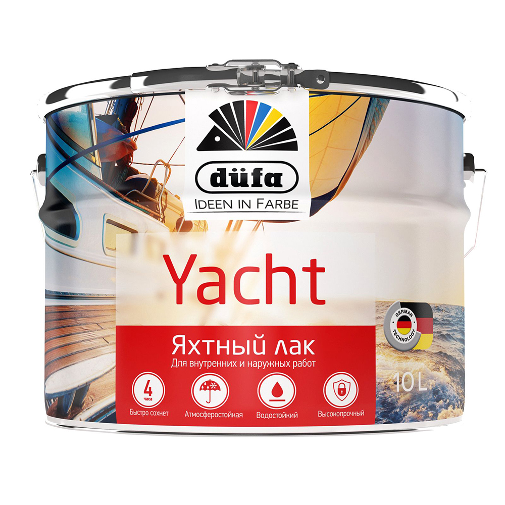 Лак алкидно-уретановый яхтный Dufa Yacht бесцветный 10 л полуматовый неомид яхтный лак алкидно уретановый 2л полуматовый neomid яхтный лак алкидно уретановый 2л полуматовый