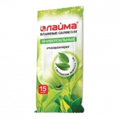 Салфетки влажные Лайма очищающие с экстрактом зеленого чая (15 шт.) (125956)