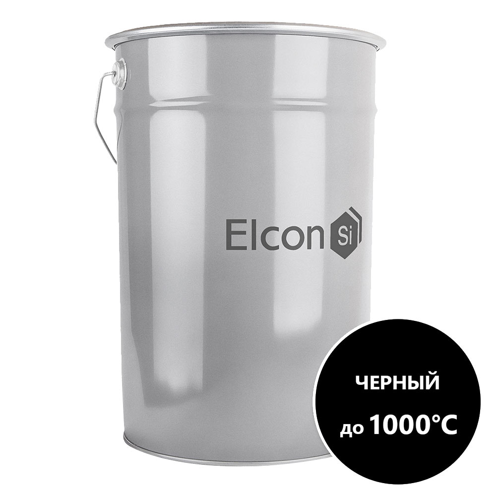 фото Эмаль термостойкая elcon max therm 1000 градусов черная 25 кг