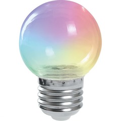 Лампа светодиодная Feron LB-37 1 Вт E27 шар G45 RGB 230 В прозрачная (38132)