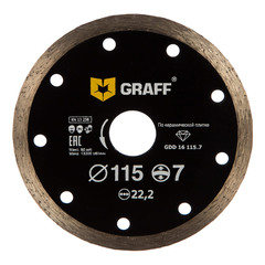Диск алмазный по керамической плитке Graff 115х7х2х22,23 мм 21115