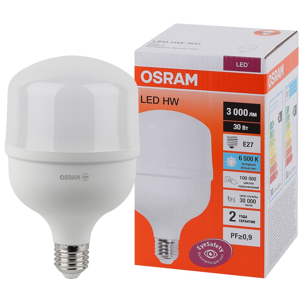 Лампа светодиодная Osram E27 6500К 30 Вт 3000 Лм 140-265 В матовая лампа светодиодная osram 12 в w21w 3 0 вт red ledriving standart набор 2 шт