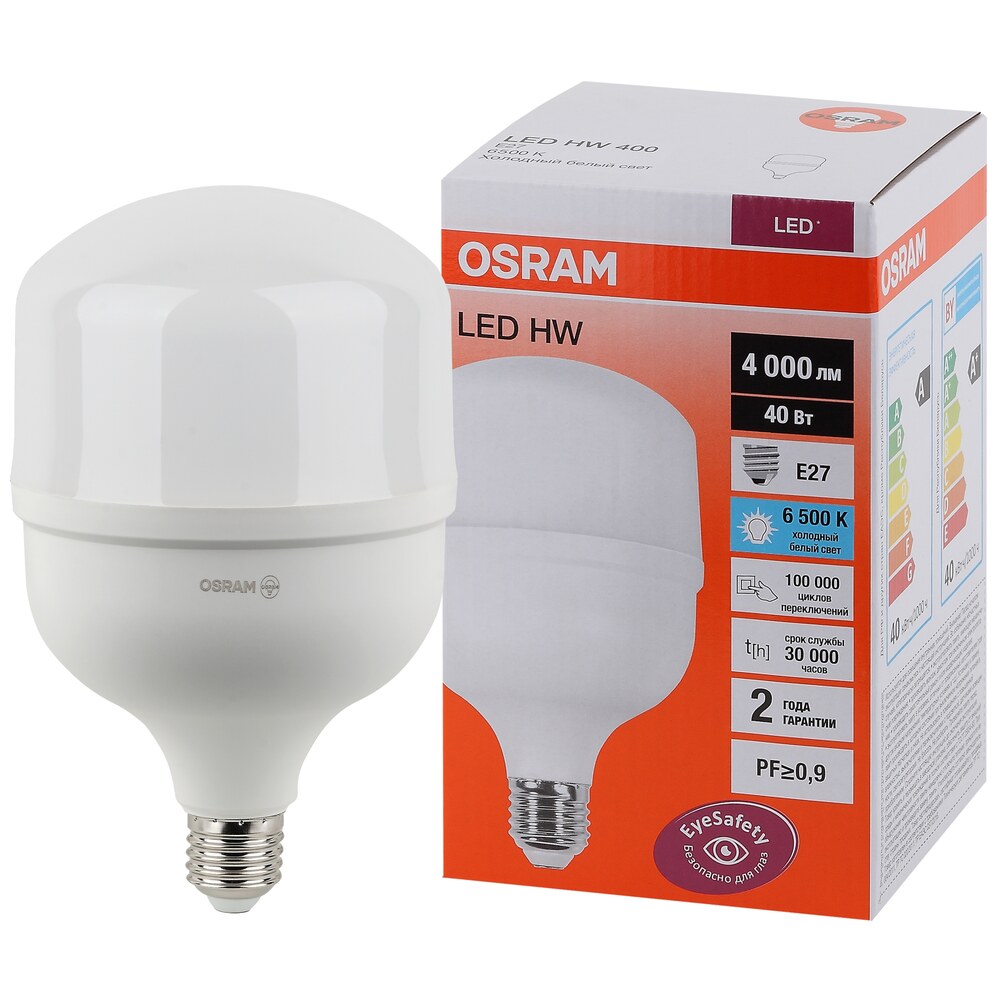 фото Лампа светодиодная osram e27 6500к 40 вт 4000 лм 140-265 в матовая