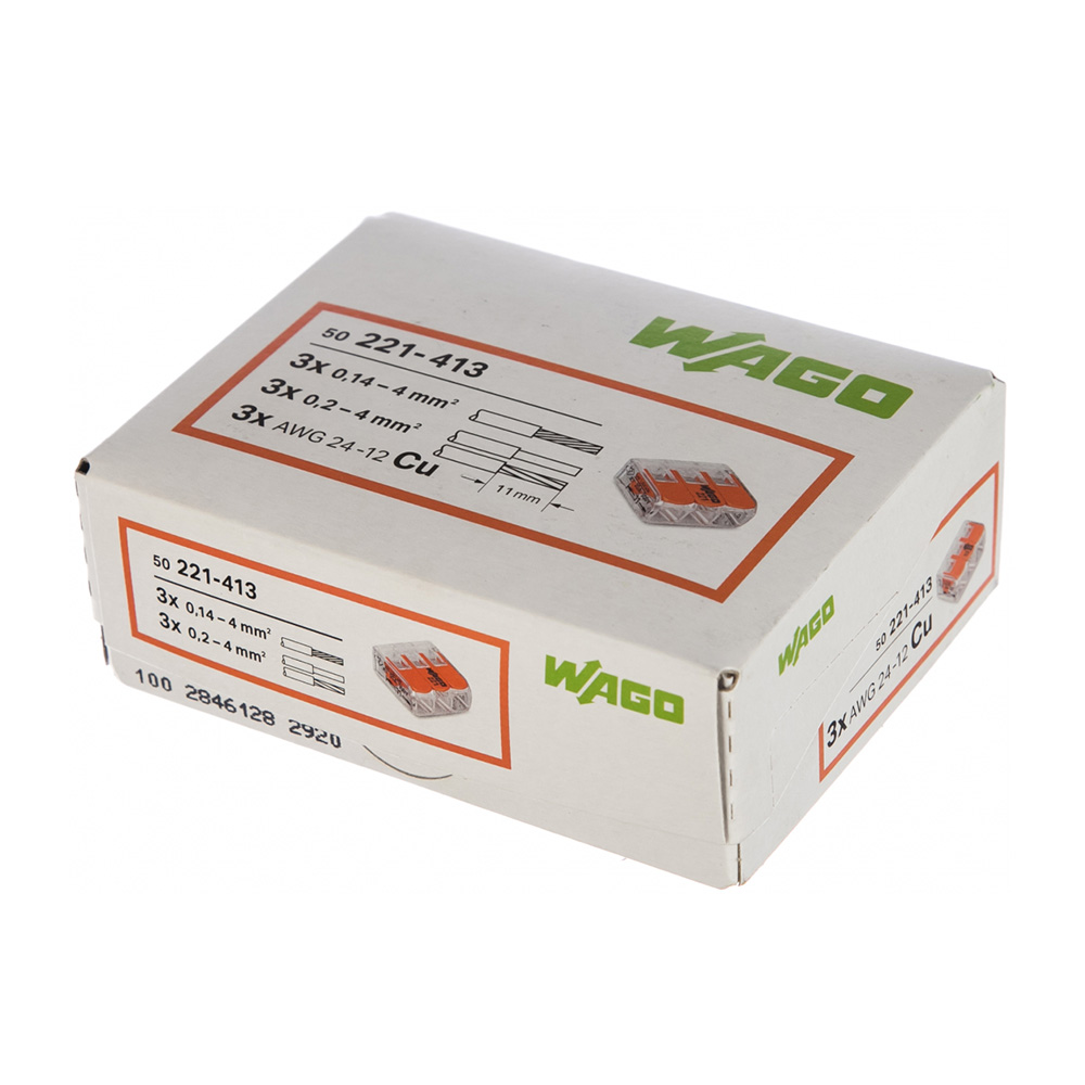 

Клемма на 3 провода Wago ЦБ-00015765 0,2-4 кв. мм самозажимная без пасты (50 шт.)