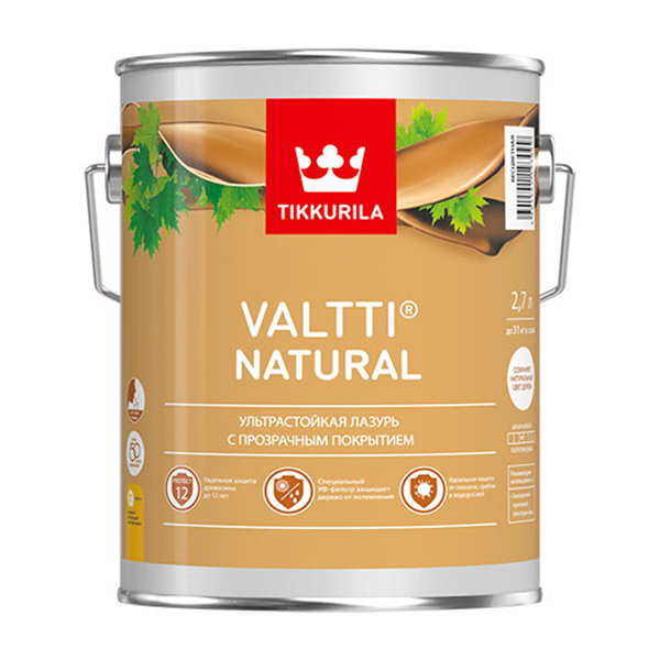 Антисептик Tikkurila Valtti Natural декоративный для дерева бесцветный 2,7 л