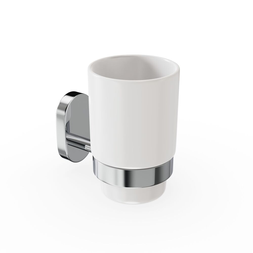 Стакан для ванной Fora Brass с держателем керамика белый/металл хром (BR044) стакан для зубных щеток fora style st044 хром