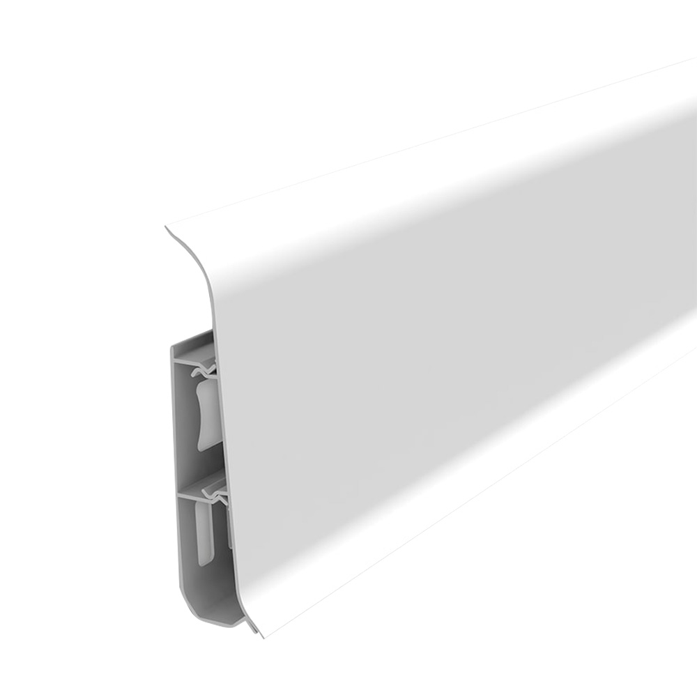 фото Плинтус пвх напольный ideal классик 70 мм белый 2200 мм со съемной панелью