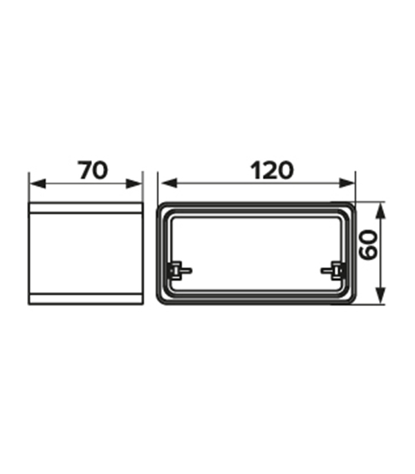 Соединитель пластиковый для плоских воздуховодов 60х120 мм Вид№3