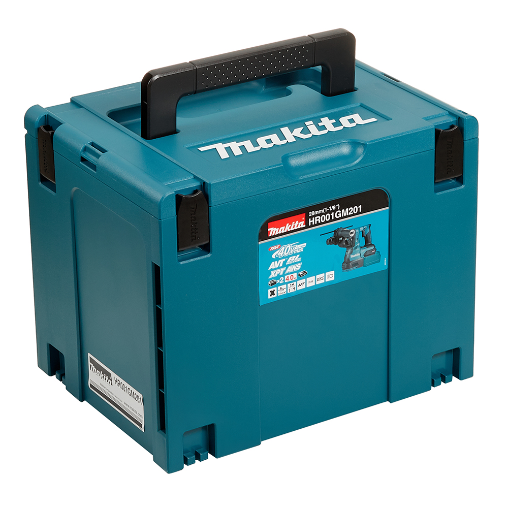 фото Перфоратор аккумуляторный makita (hr001gm201) 40 вт 2,8 дж 40в 2х4ач li-ion sds-plus 2 акб и зу