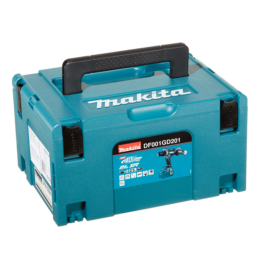 фото Дрель-шуруповерт аккумуляторная makita (df001gd201) 40в 2х2,5ач li-ion 2 акб и зу