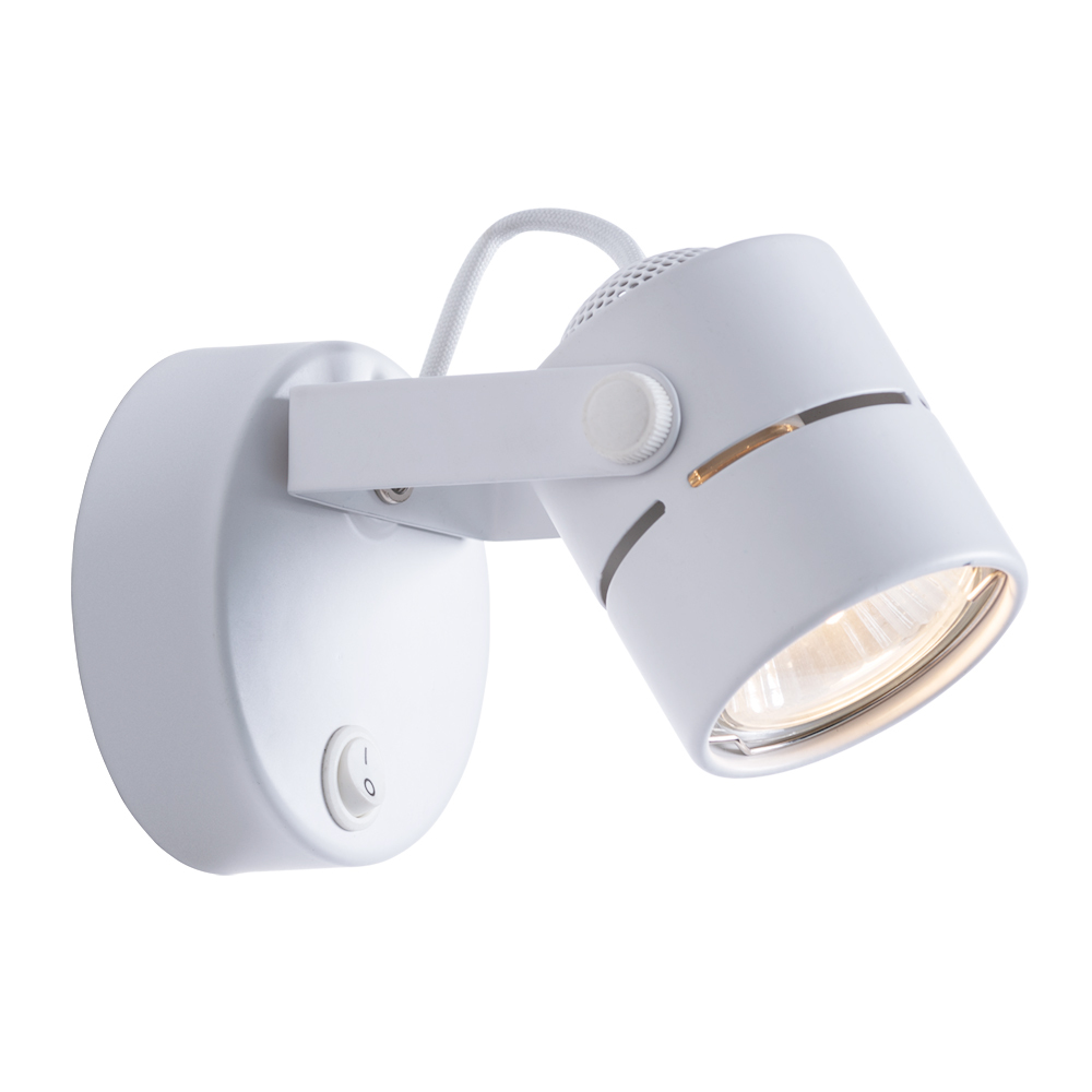 Спот настенный Arte Lamp GU10 50 Вт 1 кв.м белый IP20 (A1311AP-1WH) спот потолочный накладной белый arte lamp gu10 50 вт ip 20 под 1 лампу a1311ap 1wh