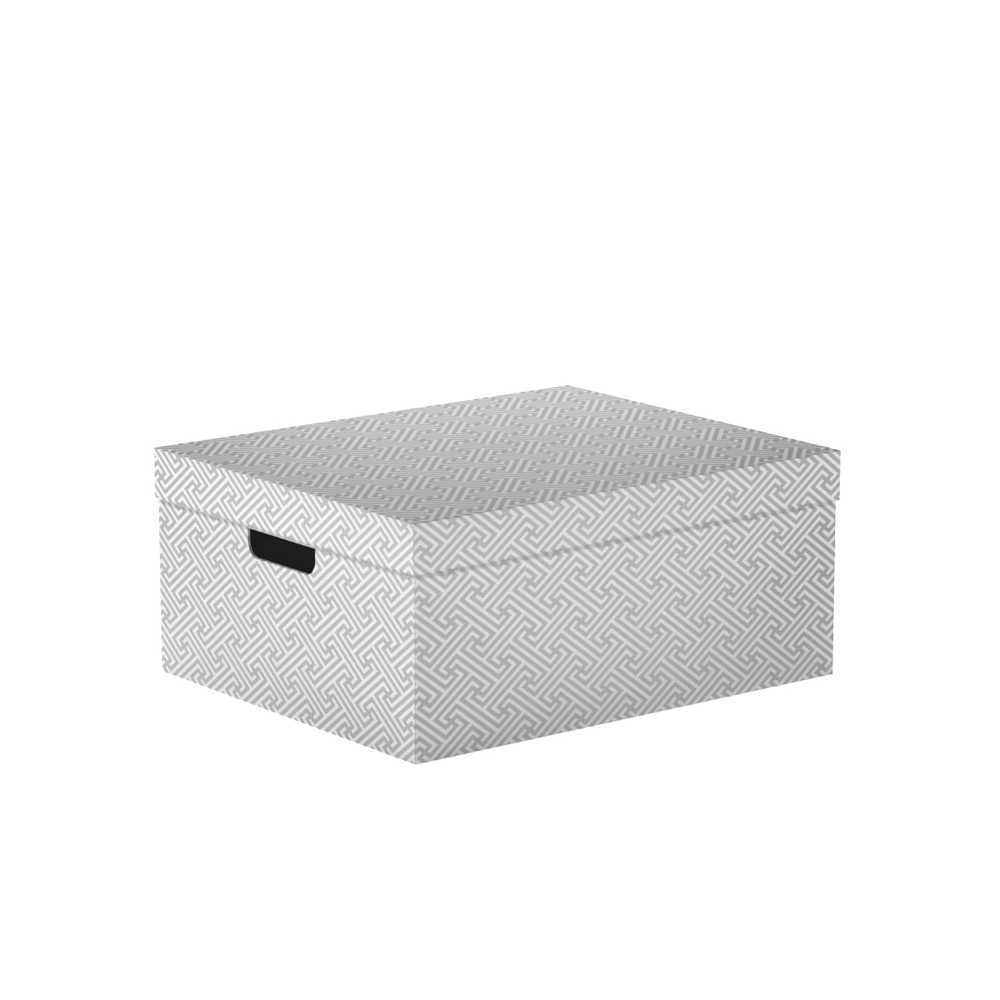фото Коробка для хранения орнамент 280х370х180 мм складная с крышкой серая handy home