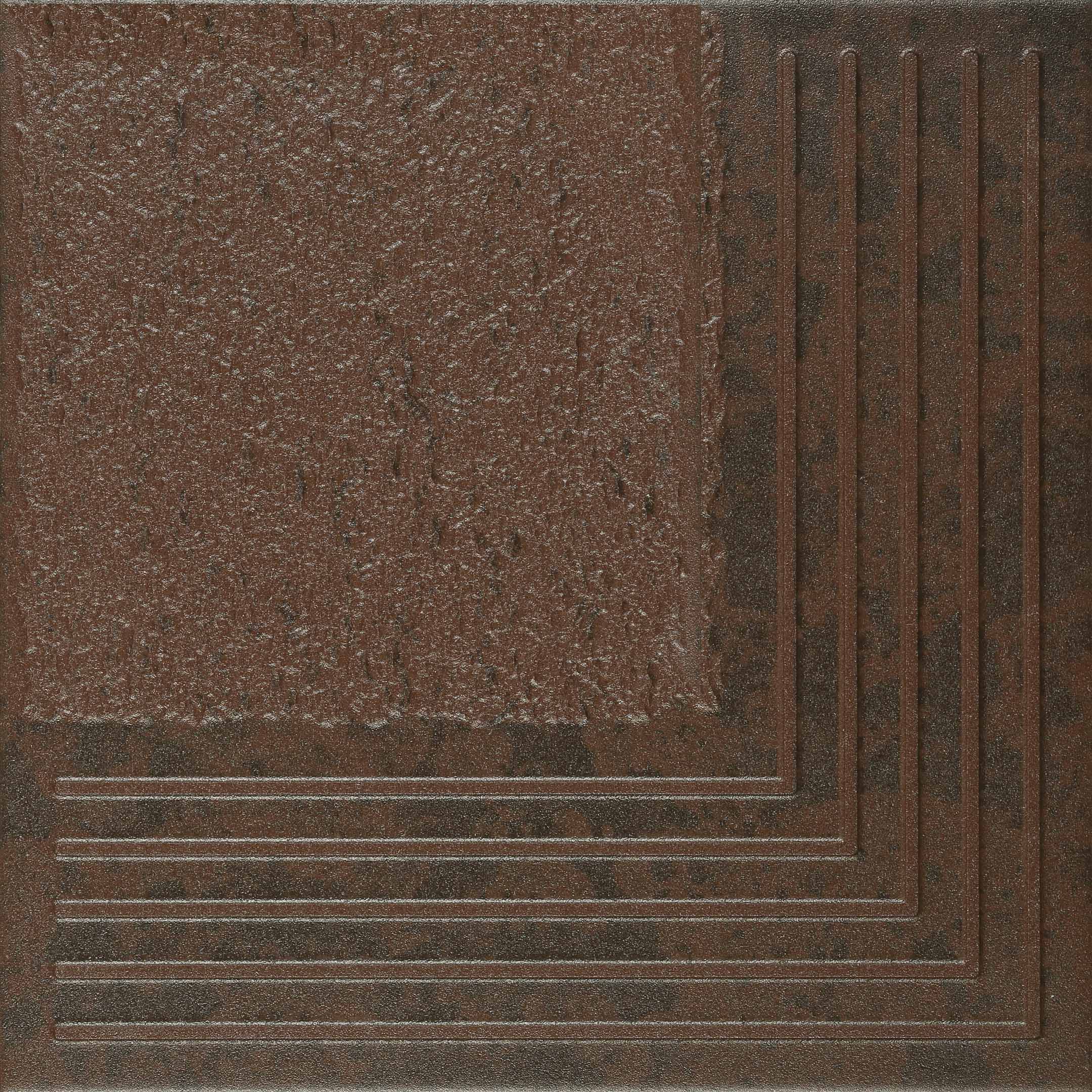 фото Клинкерная ступень керамин каир 4у угловая коричневая 298x298x8 мм (15 шт.=1,33 кв.м)
