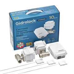Система контроля протечки воды abs-пластик/латунь Gidrоlock Standard (GlockSTBUG 3/4) 3/4 полнопроходной 220 В