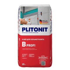 Клей для плитки/ керамогранита/ мозаики Plitonit В Профи серый (класс С1T) 25 кг