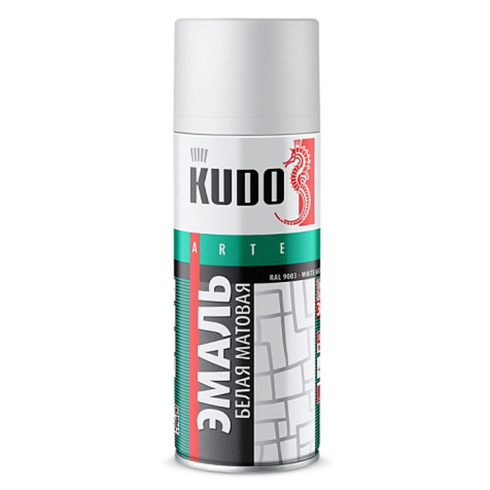 Эмаль-аэрозоль Kudo KU-1101 универсальная, алкидная, белая матовая, 0. ...