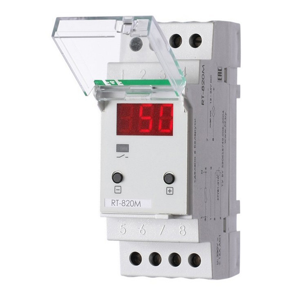 фото Реле контроля температуры модульное f&f rt-820m (ea07.001.007) автомат светочувствительный azh-led 230 в 16 а тип ac для контроля температурного режима 7p+n диапазон от -30 до +140 гр., гистерезис 0.5
