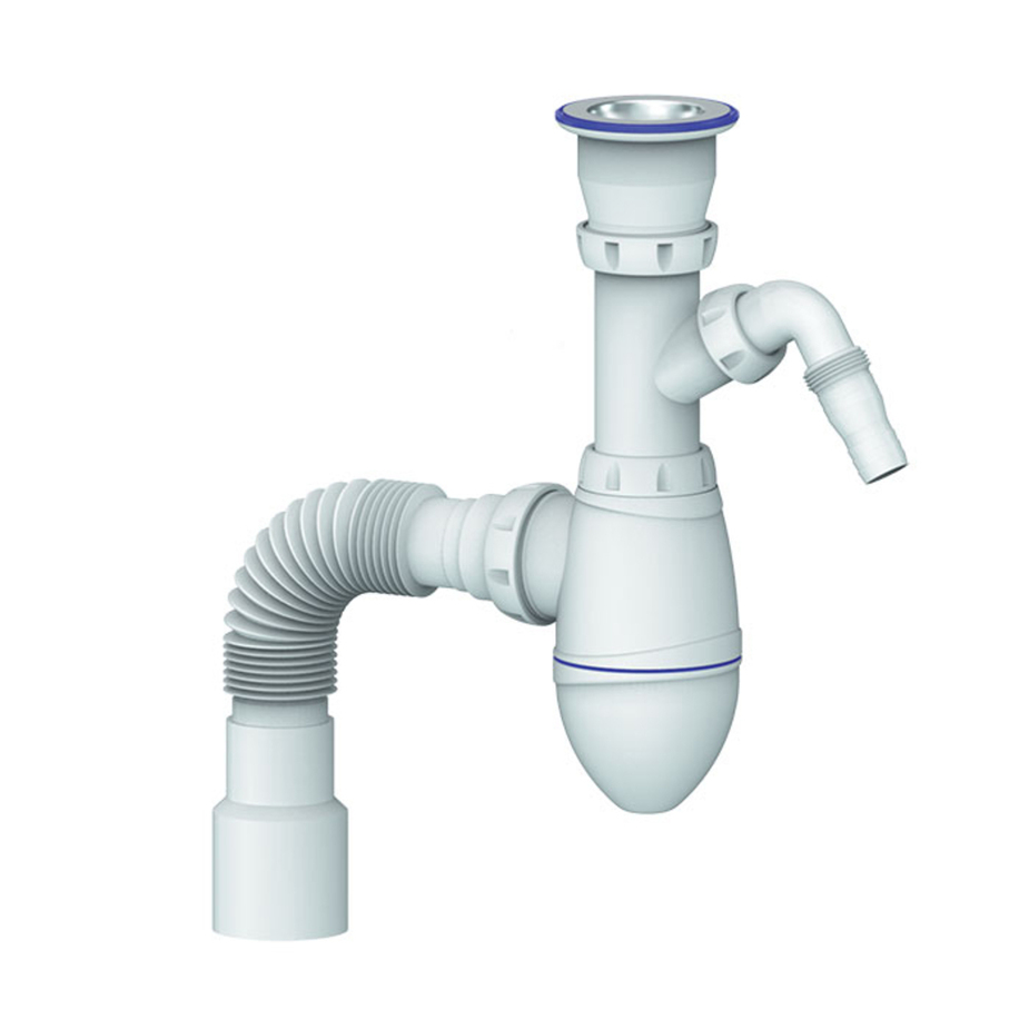 Сифон для раковины UNICORN А320V 1 1/2*40 с носиком, с гофрой 40*40*50 ...