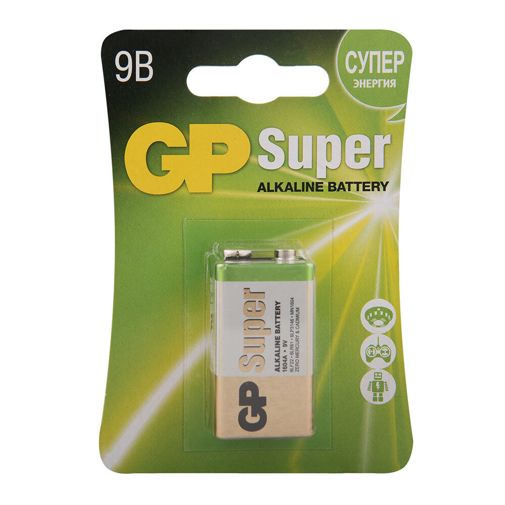 Батарейка GP Batteries крона 6LR61/6F22 9 В (1 шт.) батарейка gp batteries cr1620 1 шт