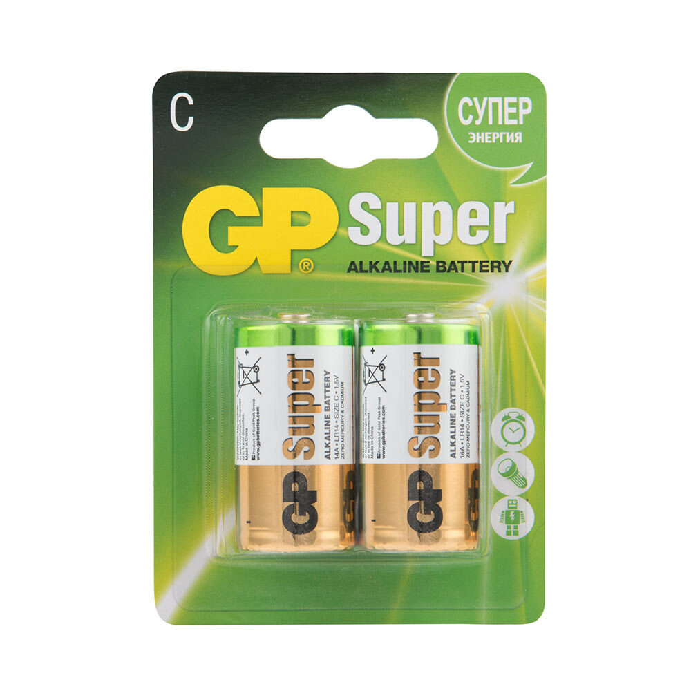 Батарейка GP Batteries C LR14 1,5 В (2 шт.) батарейка gp batteries cr123a 3 в 1 шт